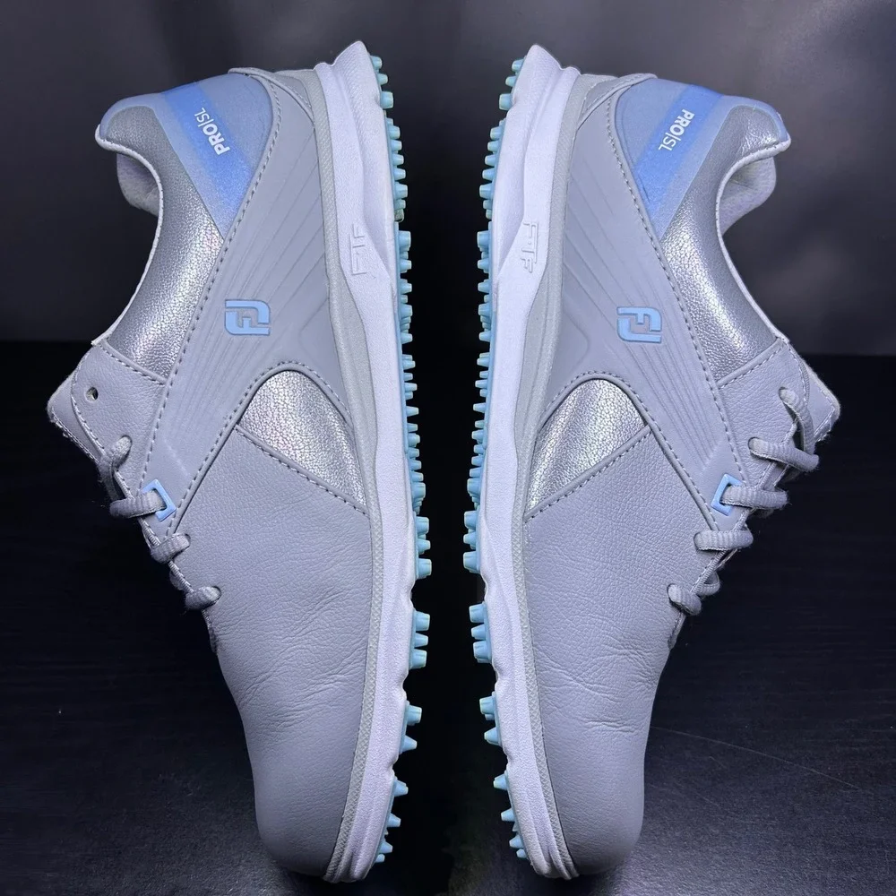 FootJoy Pro SL Golf Shoes Women's 8.5 Grey/Silver/Blue Spikeless Leather 98118